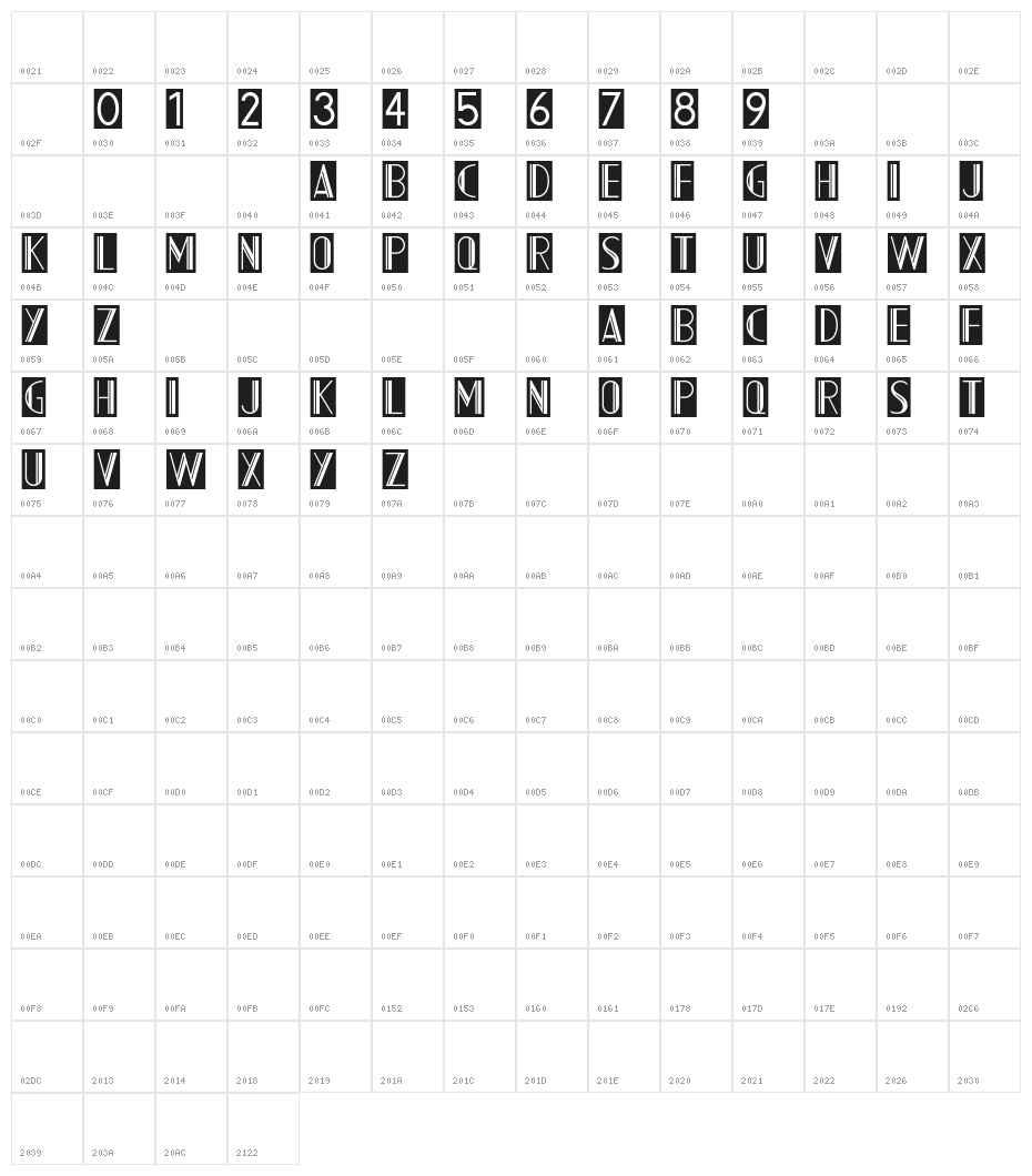 AC Mountain Inverted Character Map
