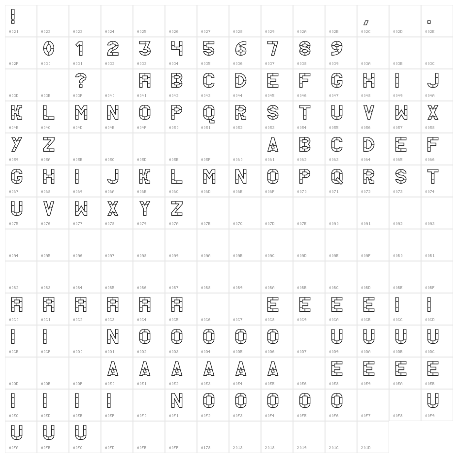 AC Thermes Outline Character Map