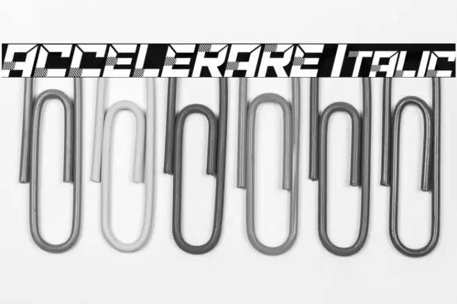ACCELERARE Italic Fonte examples