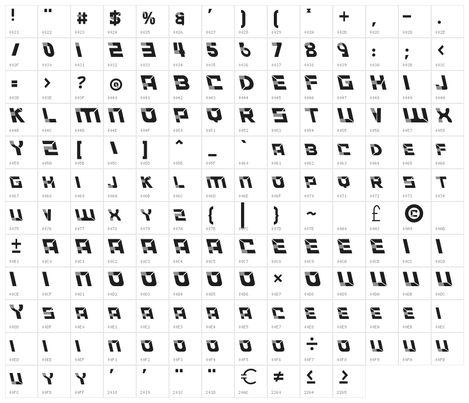 ACCELERARE Leftalic Character Map