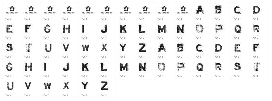 ACID LABEL___ Character Map