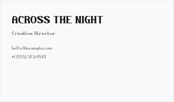 ACROSS THE NIGHT Business Card