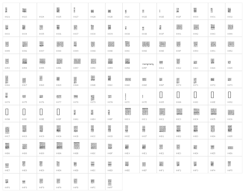 ACSF Expressive 5pt 57px Character Map