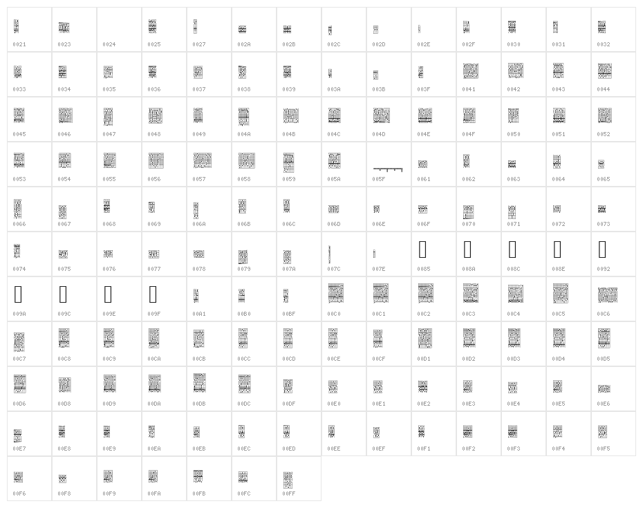 ACSF Gallant 5pt 57px Character Map