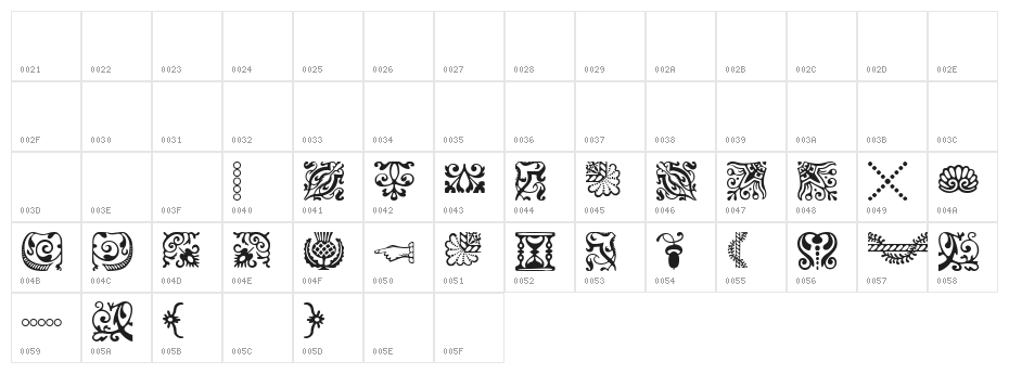 ACaslonOrnamentsModified Character Map