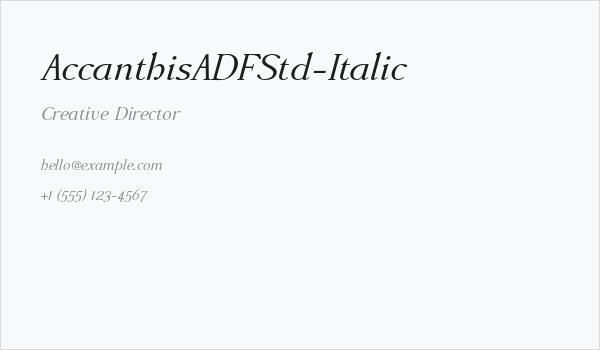 AccanthisADFStd-Italic Business Card
