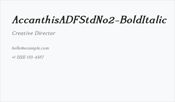 AccanthisADFStdNo2-BoldItalic Business Card