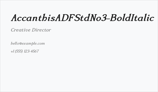 AccanthisADFStdNo3-BoldItalic Business Card