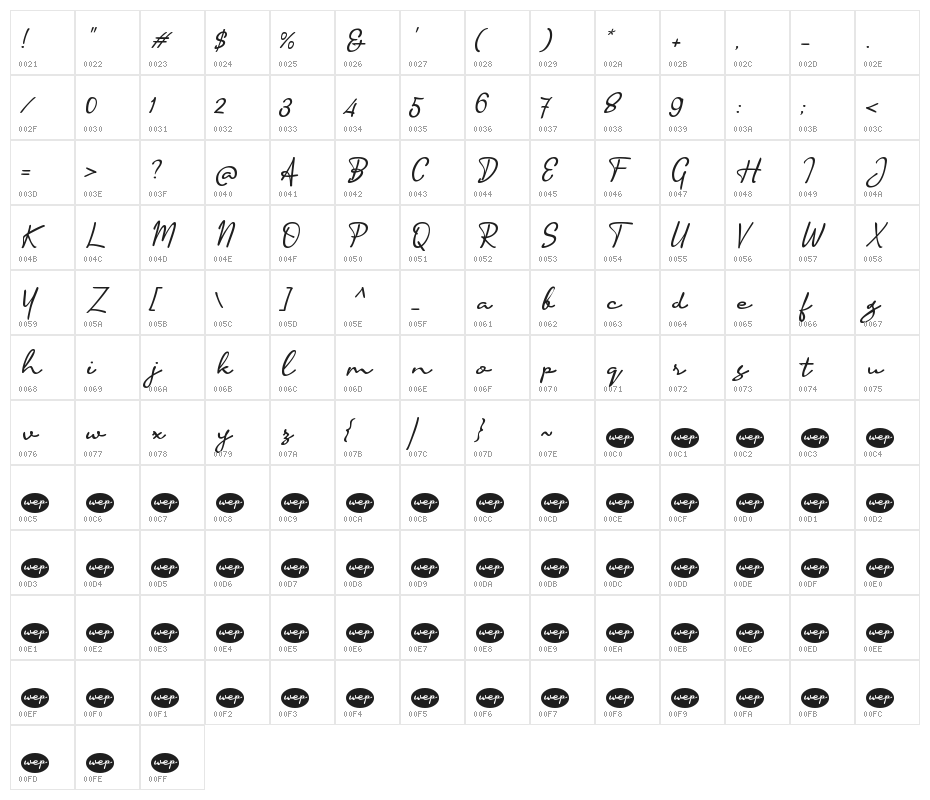 Accountant Signature Character Map