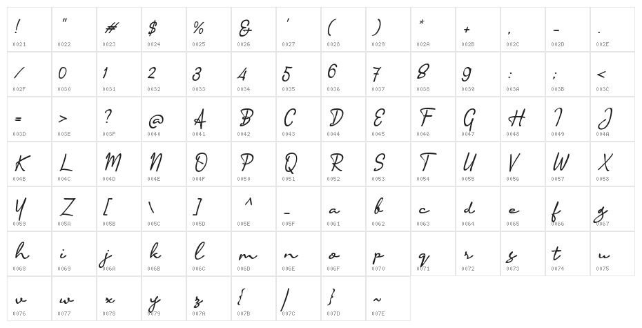 Accountant Signature Character Map