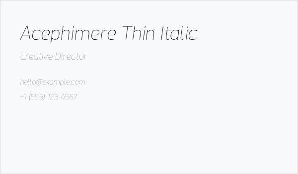 Acephimere Thin Italic Business Card