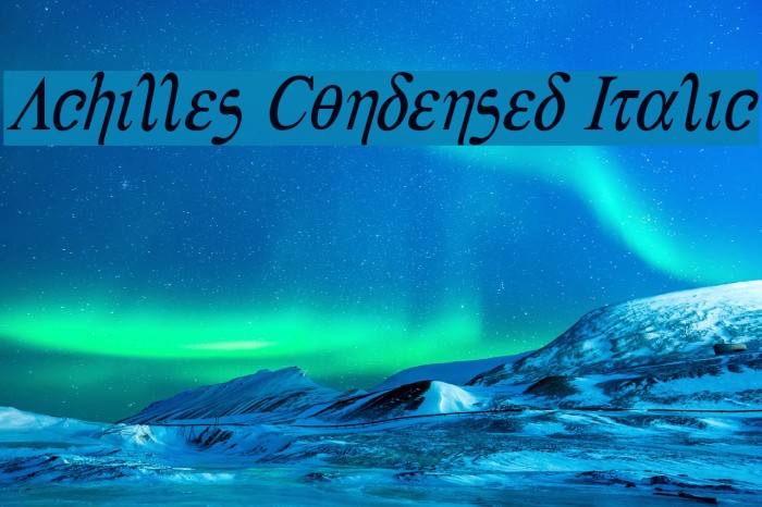Achilles Condensed Italic Font examples