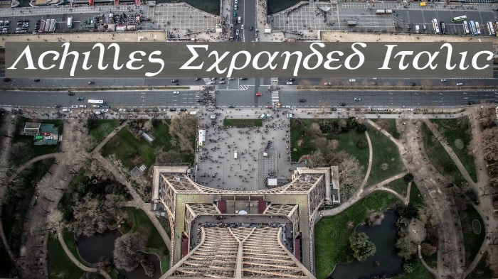 Achilles Expanded Italic Font examples