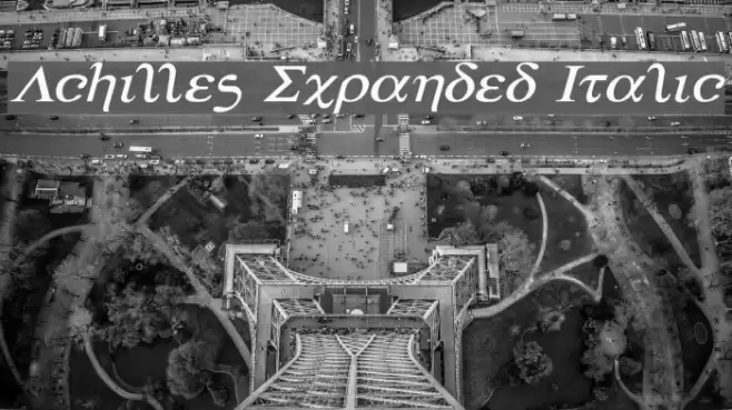 Achilles Expanded Italic Font examples