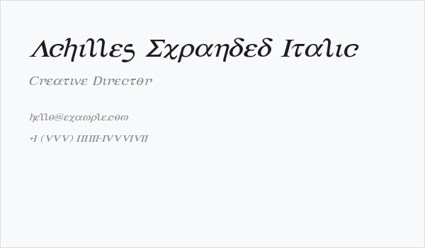 Achilles Expanded Italic Business Card