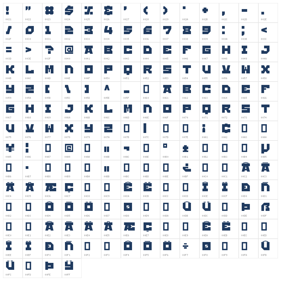 Achtung Bravo Character Map
