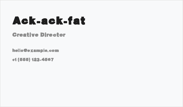 Ack-ack-fat Business Card