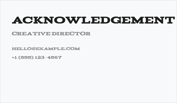 Acknowledgement Business Card