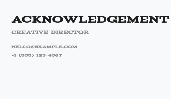 Acknowledgement Business Card