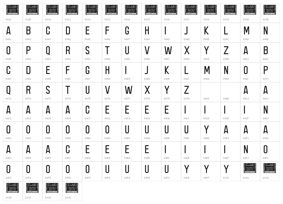 Acmatic Thin Personal Character Map