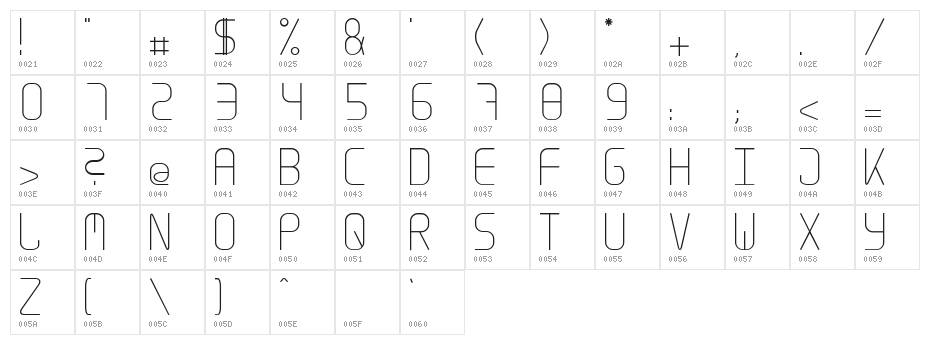 Across The Stars Character Map