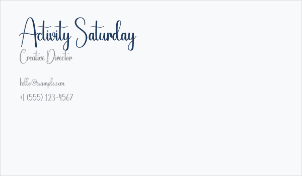 Activity Saturday Business Card