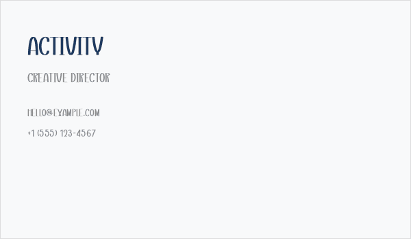 Activity Business Card