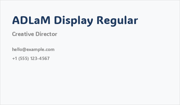 ADLaM Display Regular Business Card