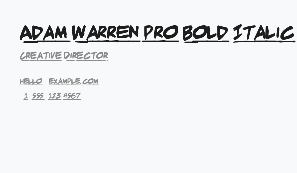 Adam Warren pro Bold Italic Business Card