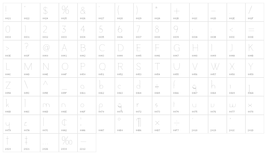 Adelaide-Line Character Map