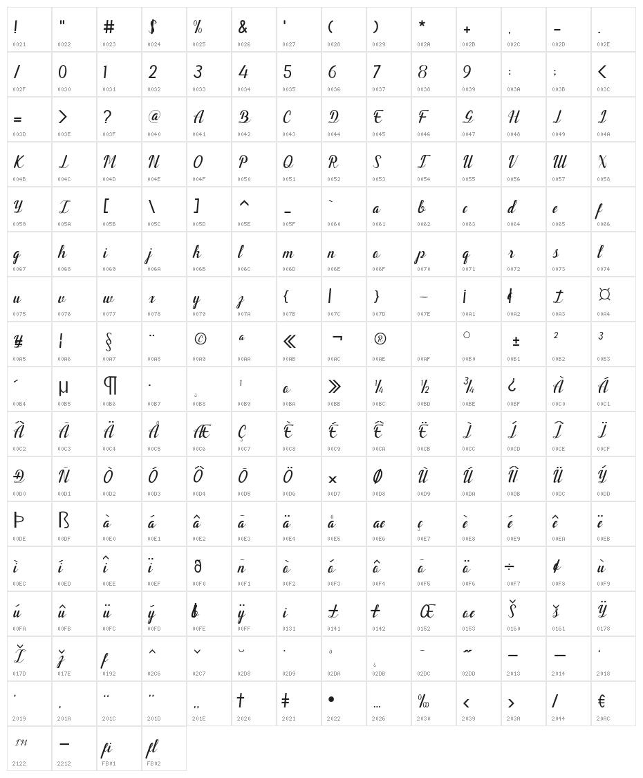 Adeline-azzamstudio Character Map