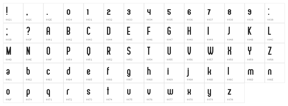 Adelino Bold Character Map