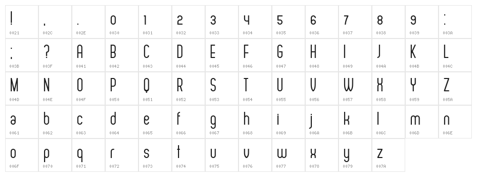 Adelino Light Character Map