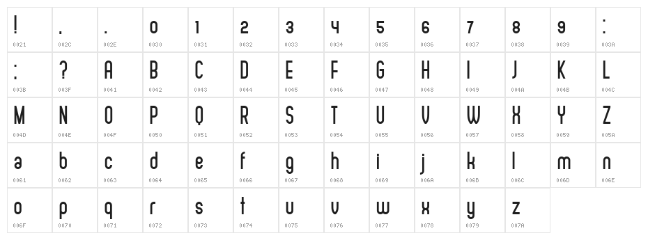 Adelino Regular Character Map