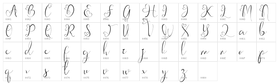 Adellia - Personal Use Character Map