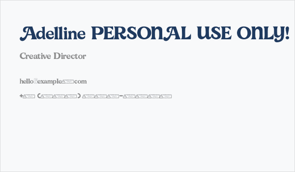 Adelline PERSONAL USE ONLY! Business Card