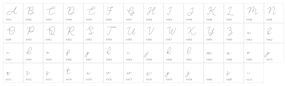 AdelyaFree-Regular Character Map