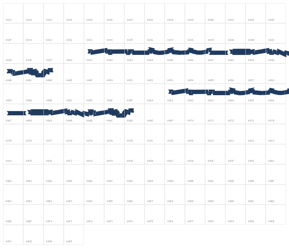 AdhesiveNrSevenBanners Character Map