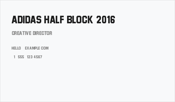 Adidas Half Block 2016 Business Card