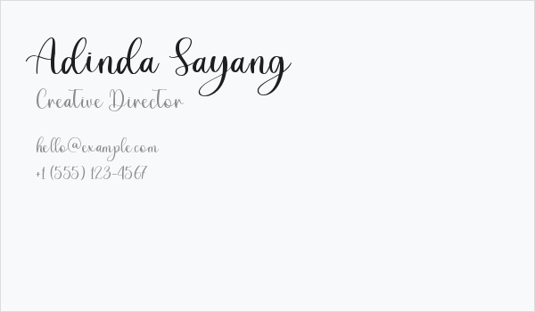 Adinda Sayang Business Card