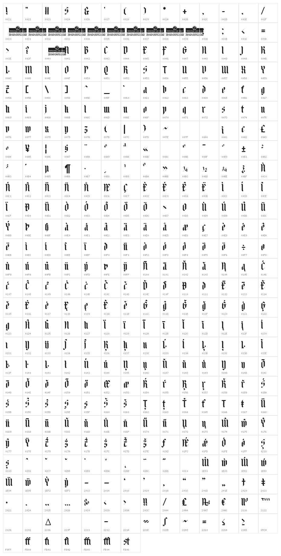 Adlibitum Bold Character Map