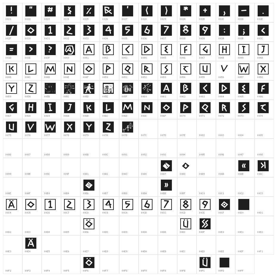 AdonisGreekSquares Character Map