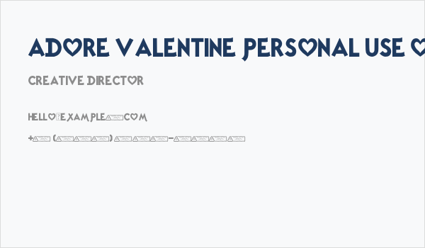 Adore Valentine PERSONAL USE ON Business Card