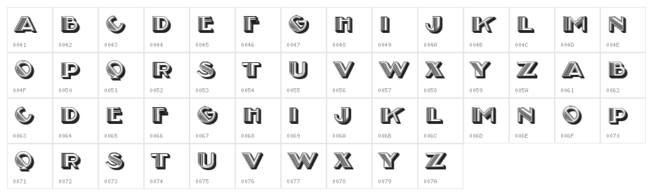 Adriatica Hollow Regular Character Map