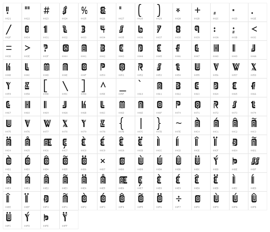 Adriator-Regular Character Map