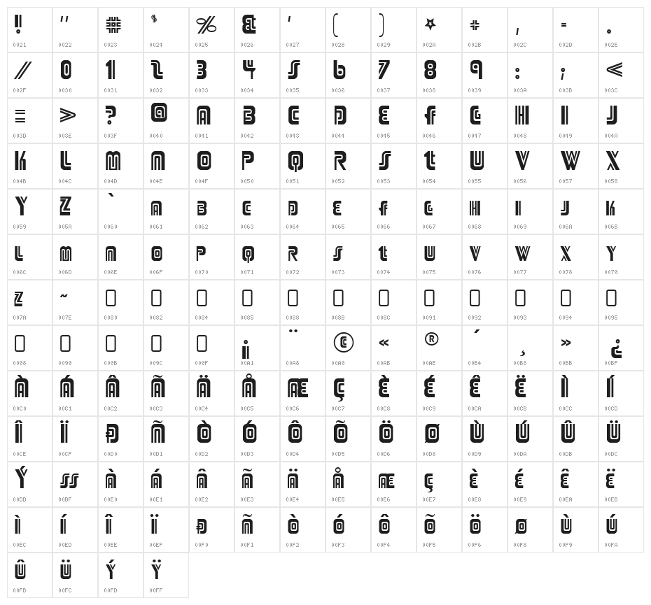 Adriator-Regular Character Map