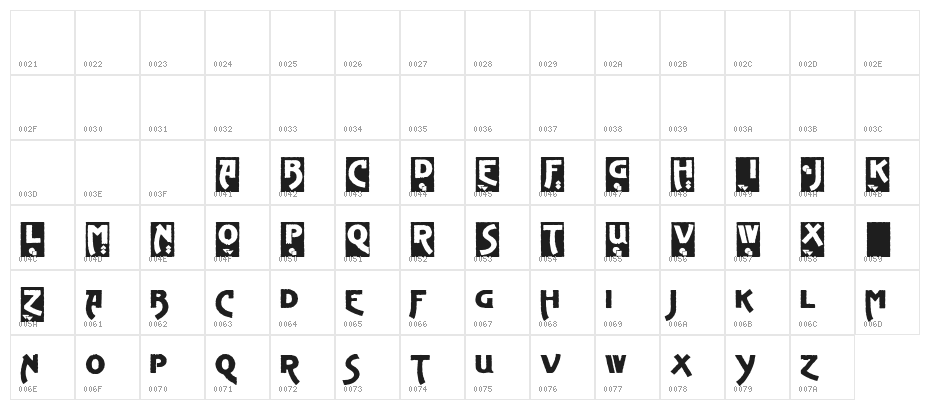 Advertising Gothic Demo Character Map