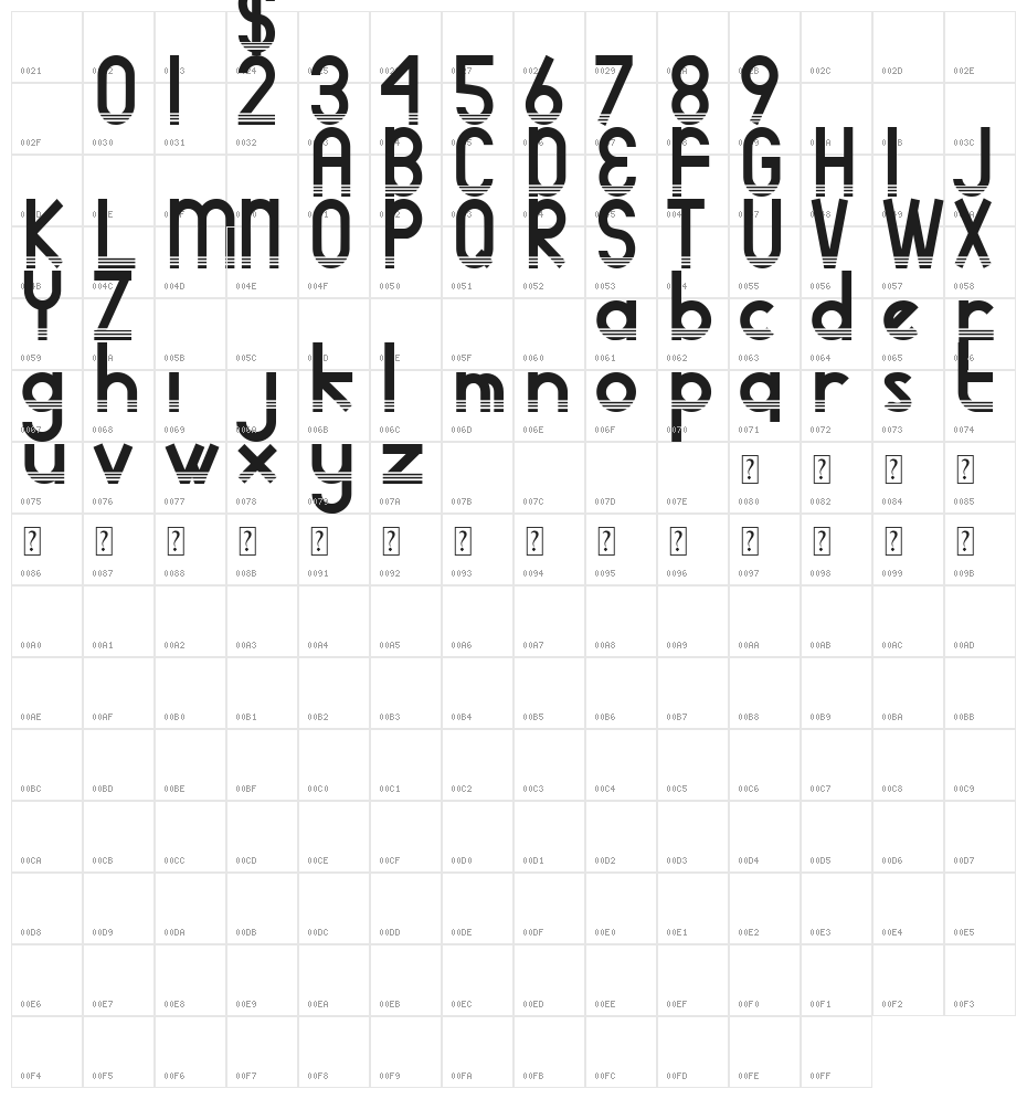 adidog 3 stripe DEMO Character Map