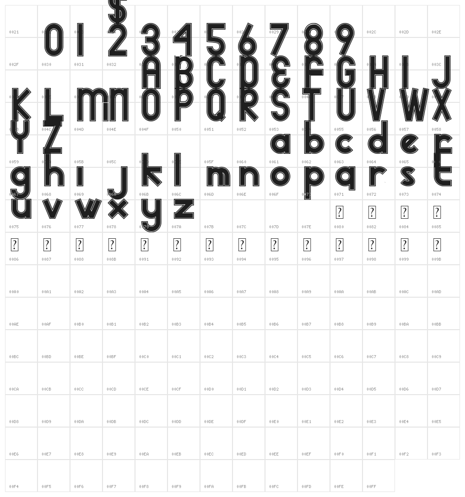 adidog dbl DEMO Character Map