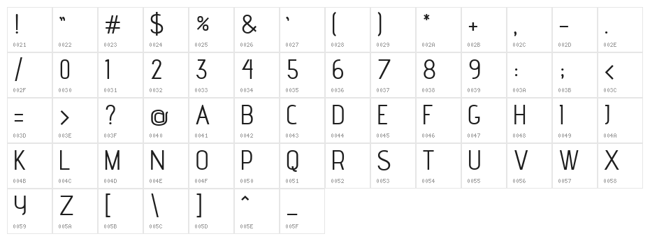 advent Bold Character Map